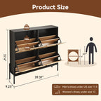Space-Saving Rattan Shoe Cabinet with 4 Flip-Down Doors