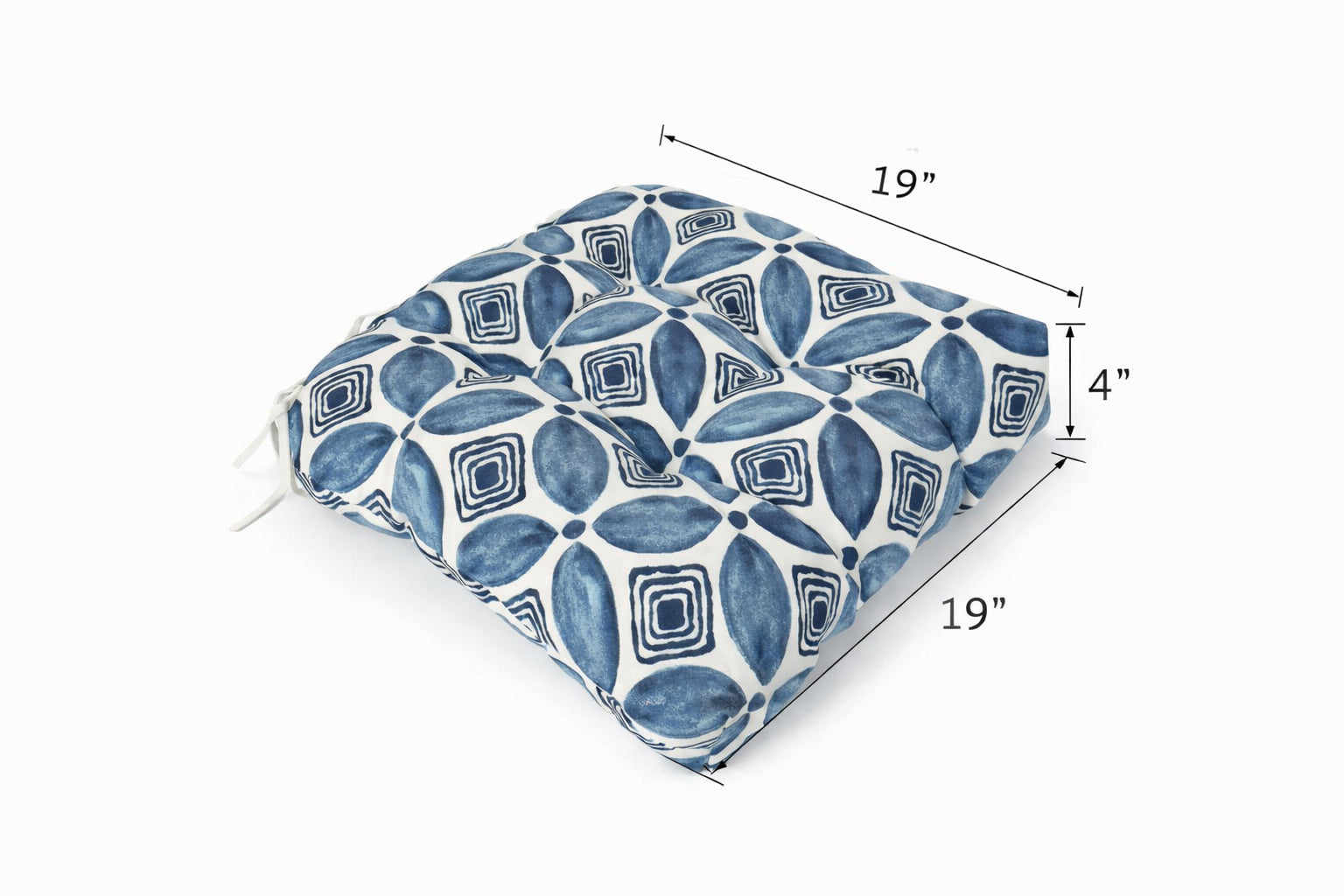 Outdoor Chair Cushions Set of 2, 19 x 19 x 4 Inch Tufted Seat Cushions