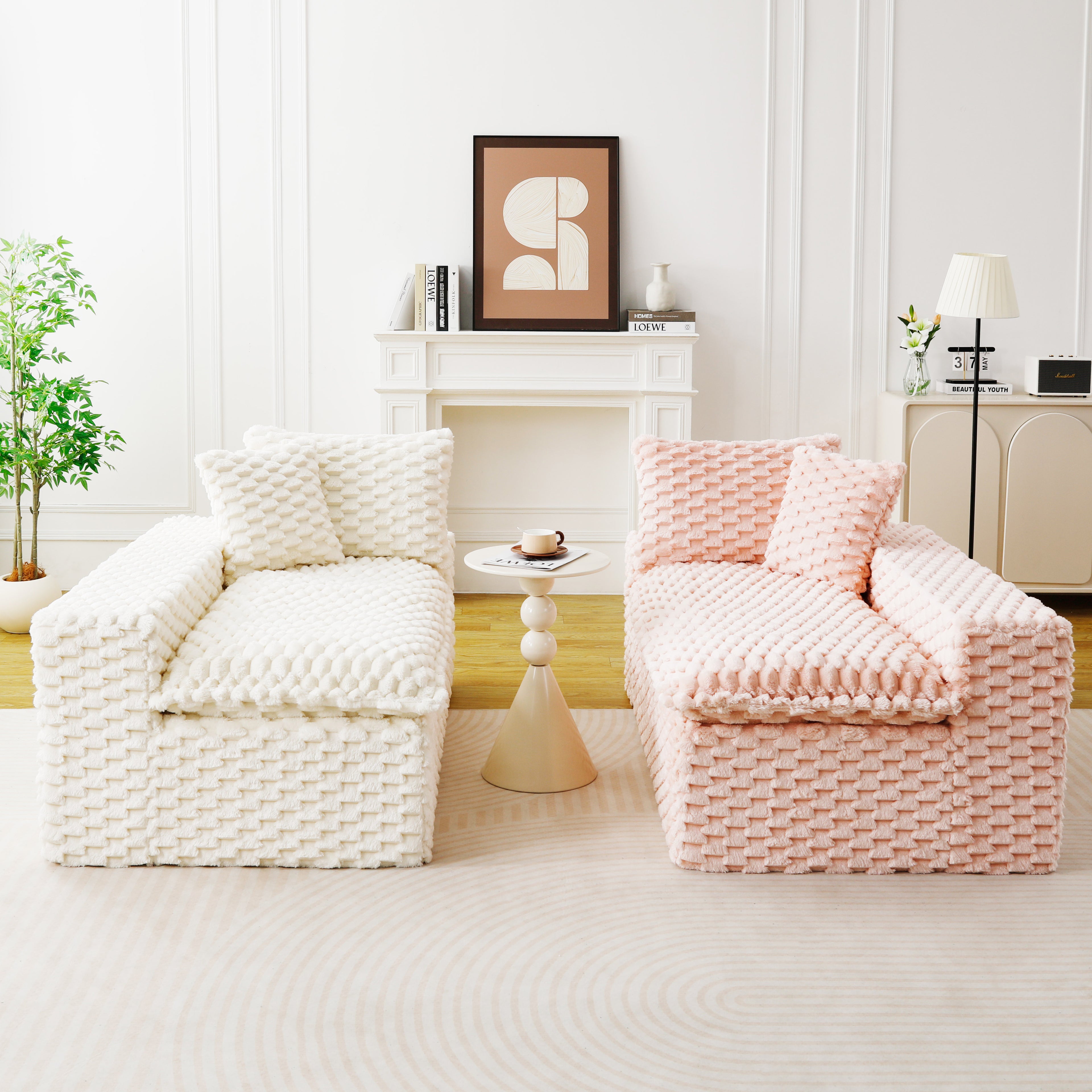 Luxury Color-Block Turtle Velvet Multifunctional Sofa