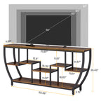 70.9” Industrial Console Sofa Table with 7-Tier Storage Shelves