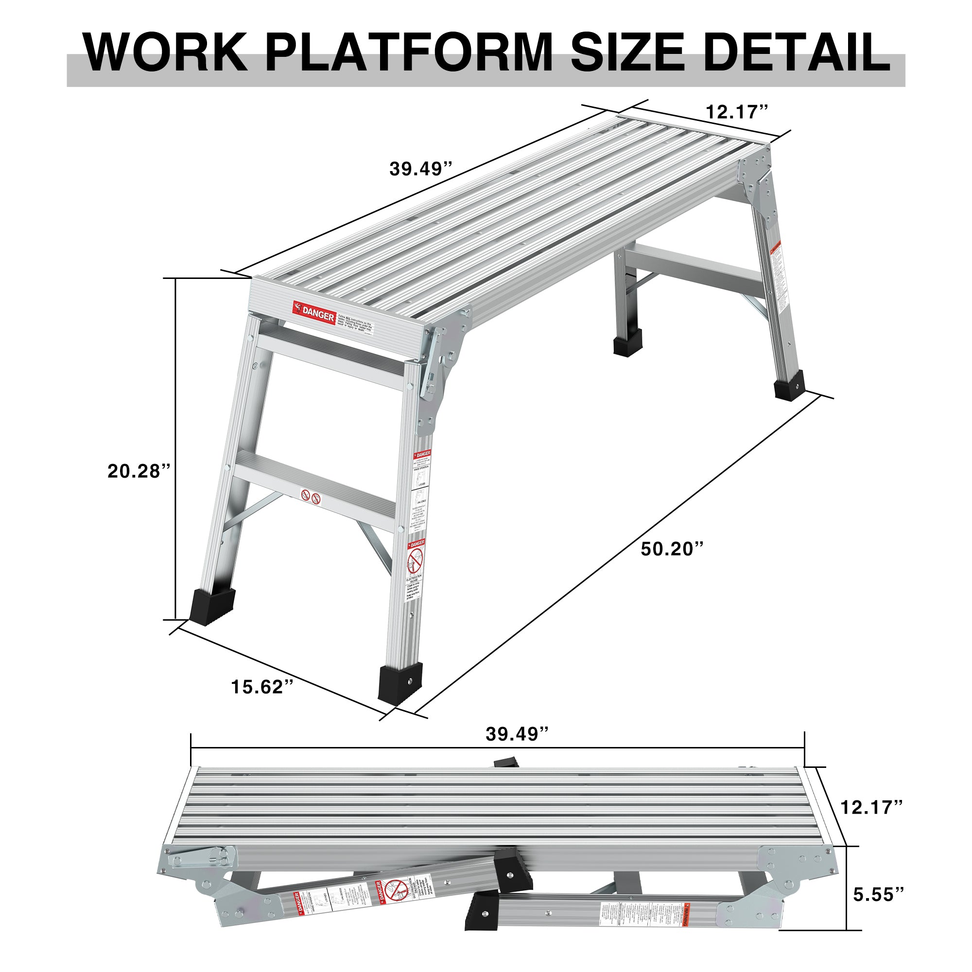 Portable Aluminum Work Platform Ladder
