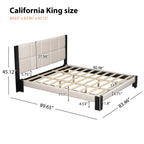 Boucle Cal King Bed Frame with Cube Headboard