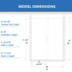 Semi-Frameless Sliding Shower Door, 56-60" W x 74" H