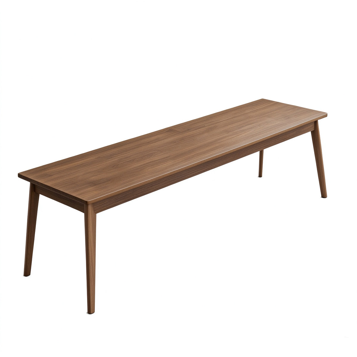 Mid-Century Long Desk Table, 63-Inch, Walnut Wood and MDF