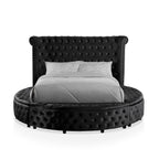 Glam 1pc Queen Size Bed Round Storage