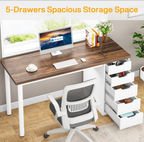 Computer Desk with 5 Drawers - 47 Inch Rustic Design