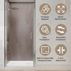 34 In. to 36 In. x 72 In. Semi-Frameless Pivot Shower Door