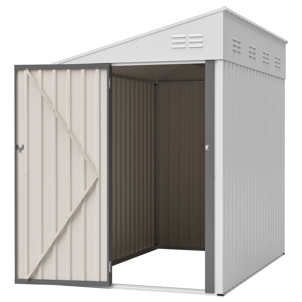 White 4' x 7' Lean-To Storage Shed