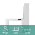 L Shaped Desk with Charger and LED Light