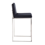 26" Contemporary High Back Counter Stool Set in Stainless Steel
