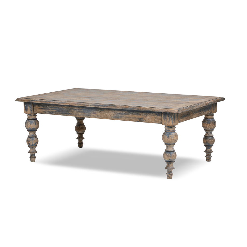Rosalie Reclaimed Pine Coffee Table, 50-Inch, Vintage Blue