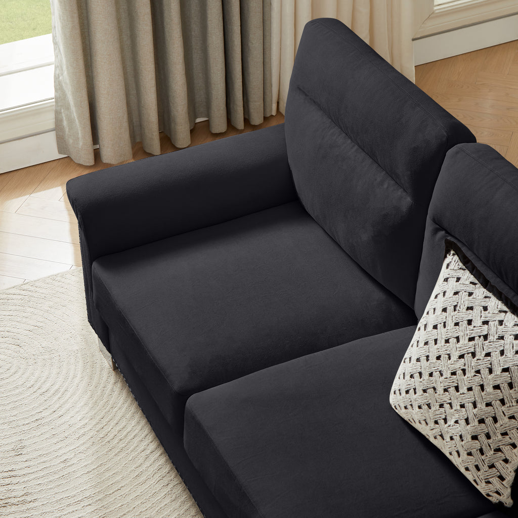 82" Modern Compressed Snowfleece Fabric 3-Seater Sofa