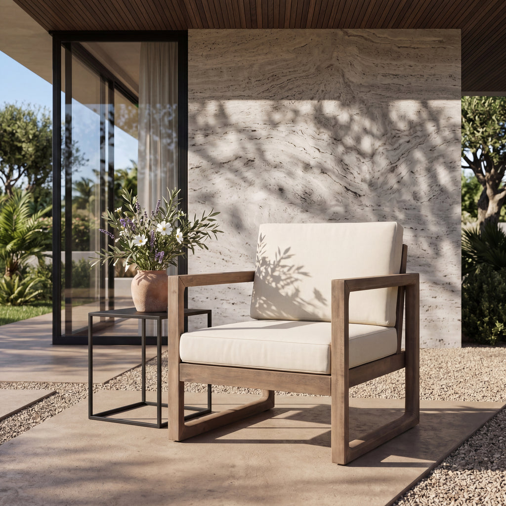 Outdoor Acacia Wood Patio Club Chair