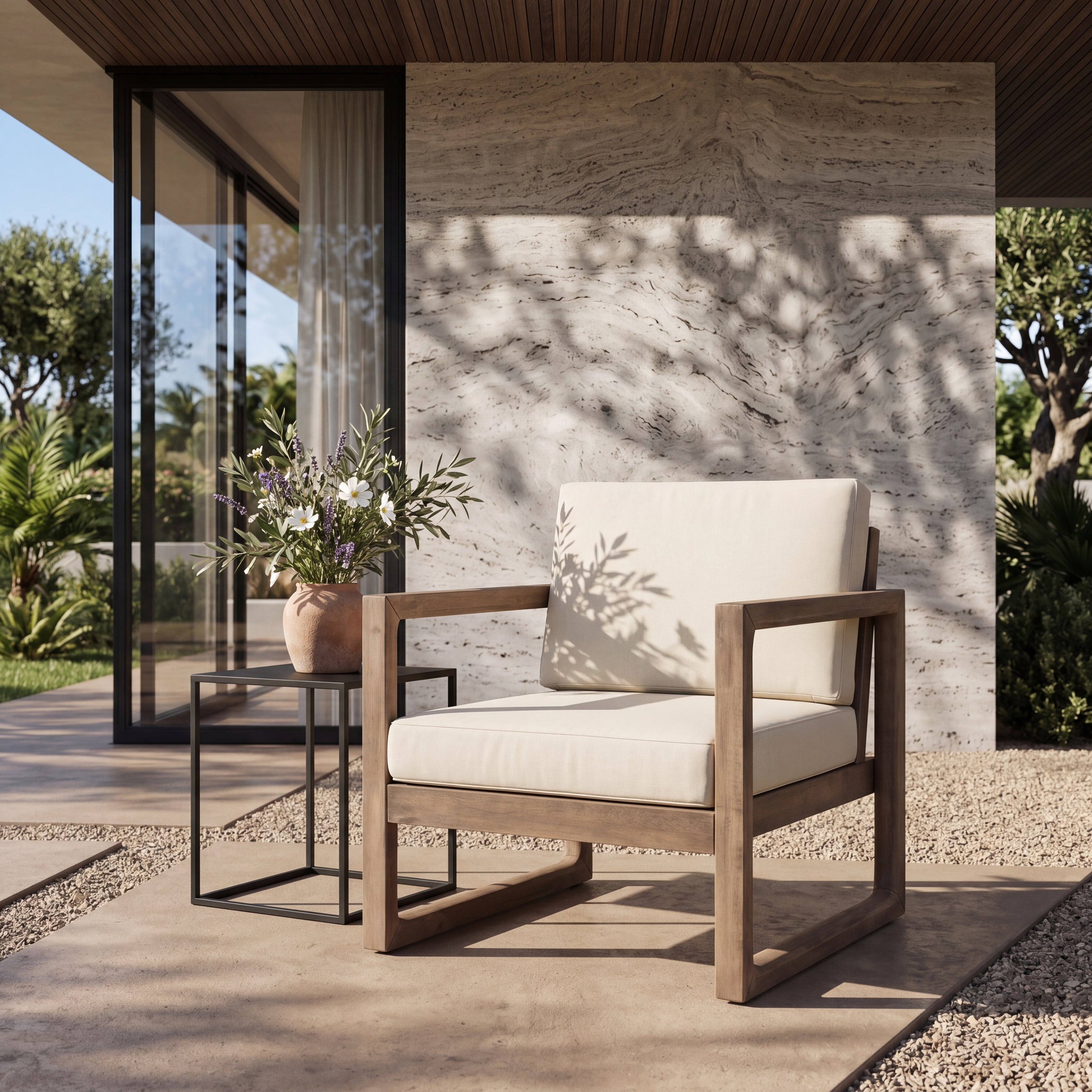 Outdoor Acacia Wood Patio Club Chair