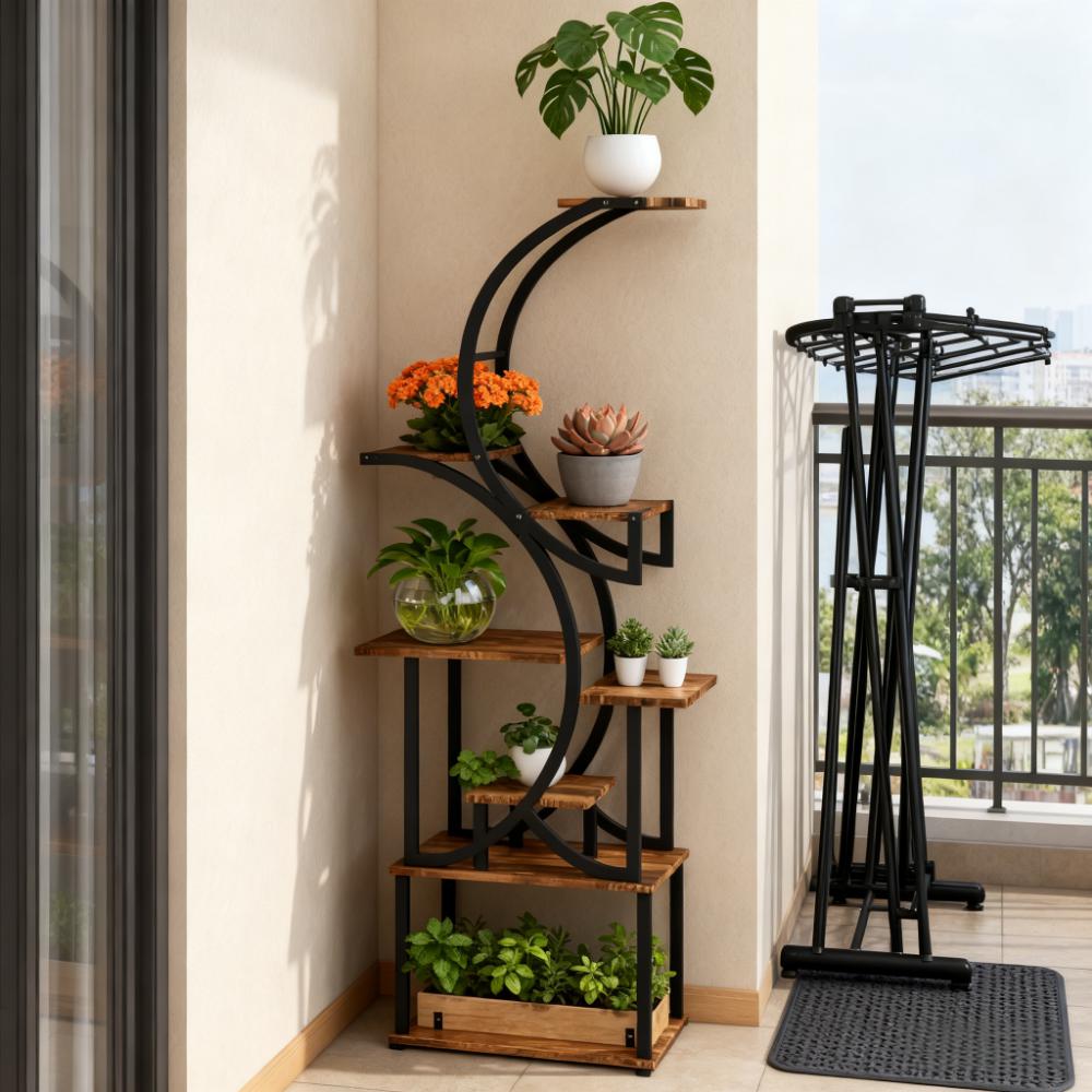 S-Shaped Plant Stand - 8 Tier Plant Shelf for Multiple Plants