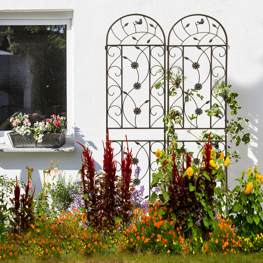 4-Pack Metal Garden Trellis, 86.7 x 19.7 Inches, Rustproof Iron, Brown
