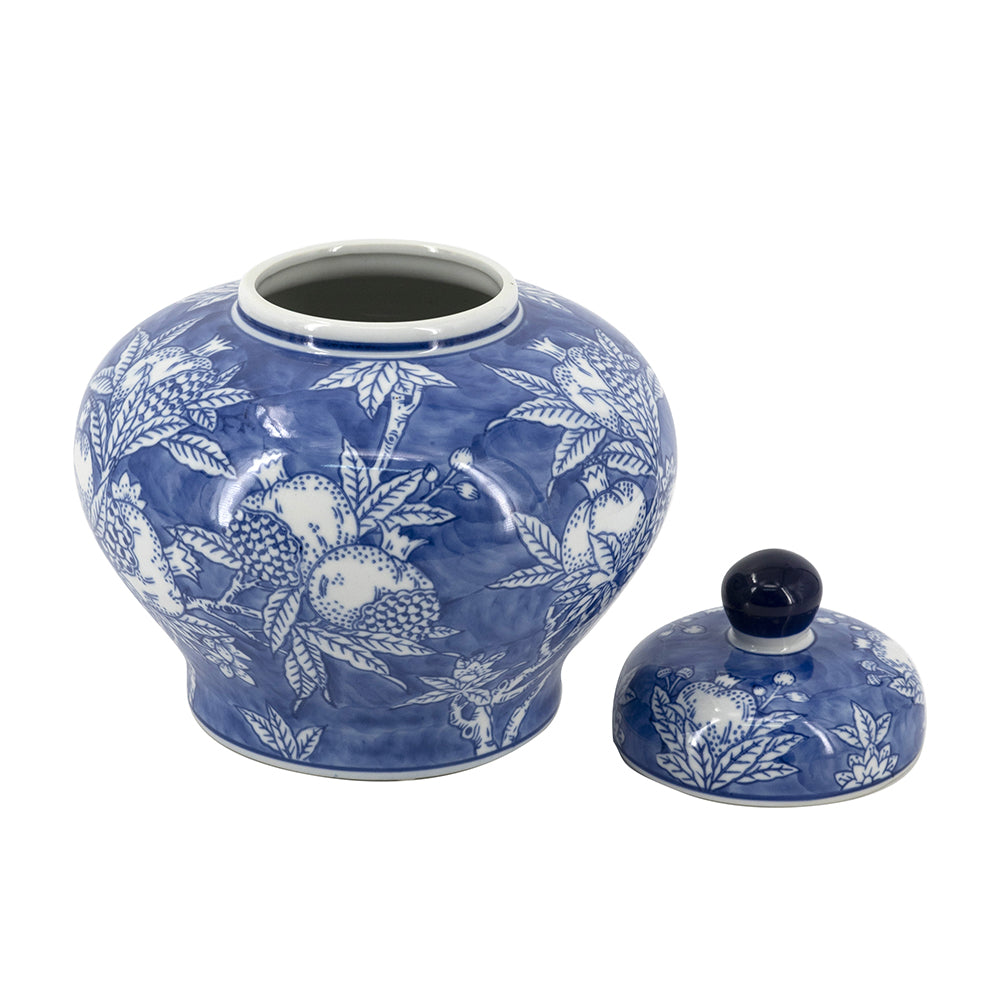 Blue and White Porcelain Lidded Jar, 9.1-Inch