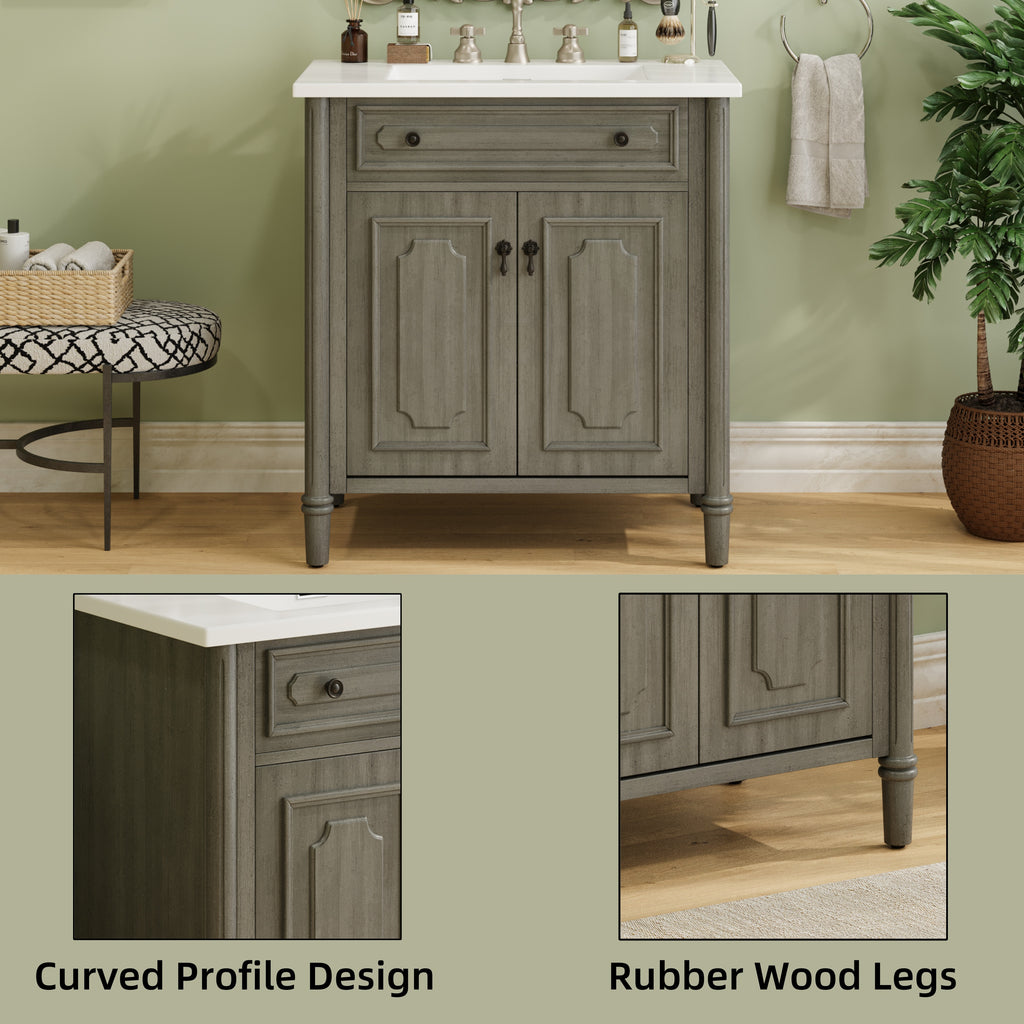 30 Inches Vintage Bathroom Vanity with Sink