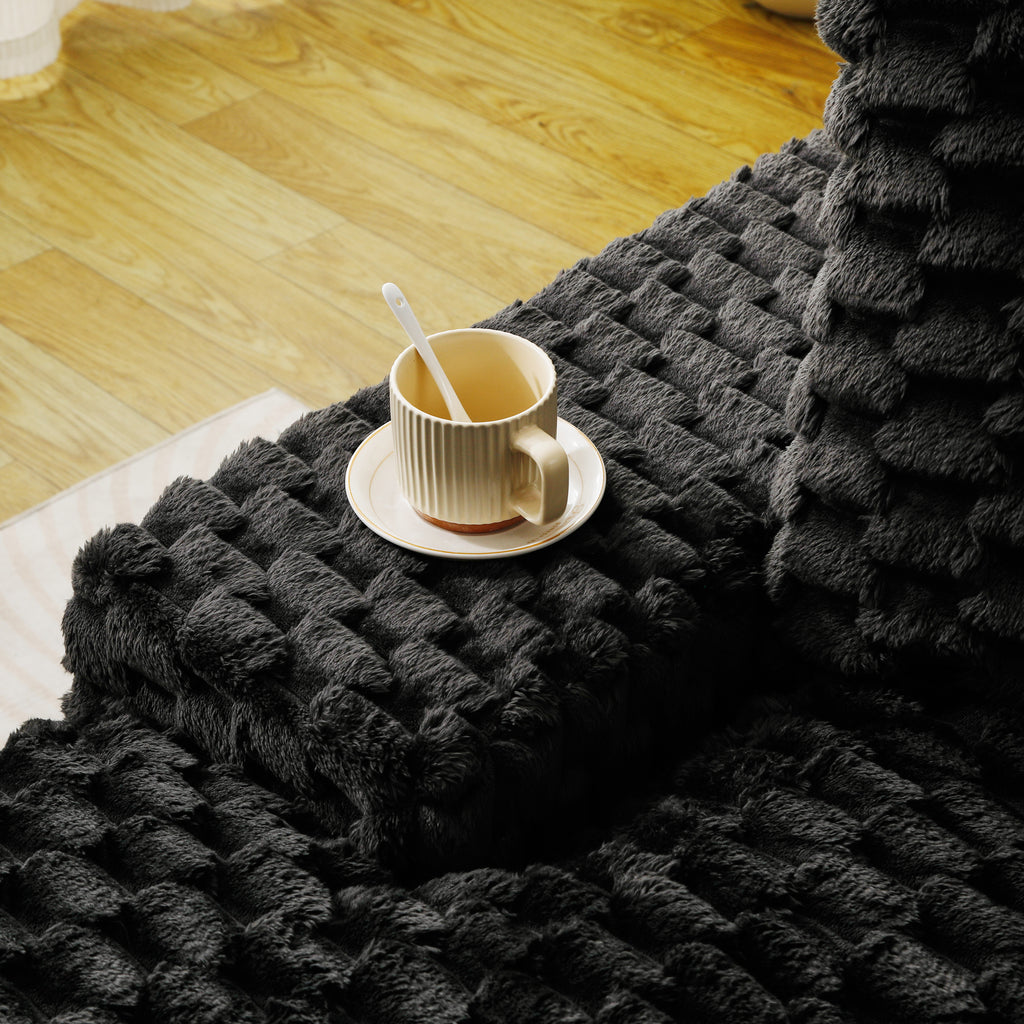 Black Turtle Velvet Versatile Convertible Sofa