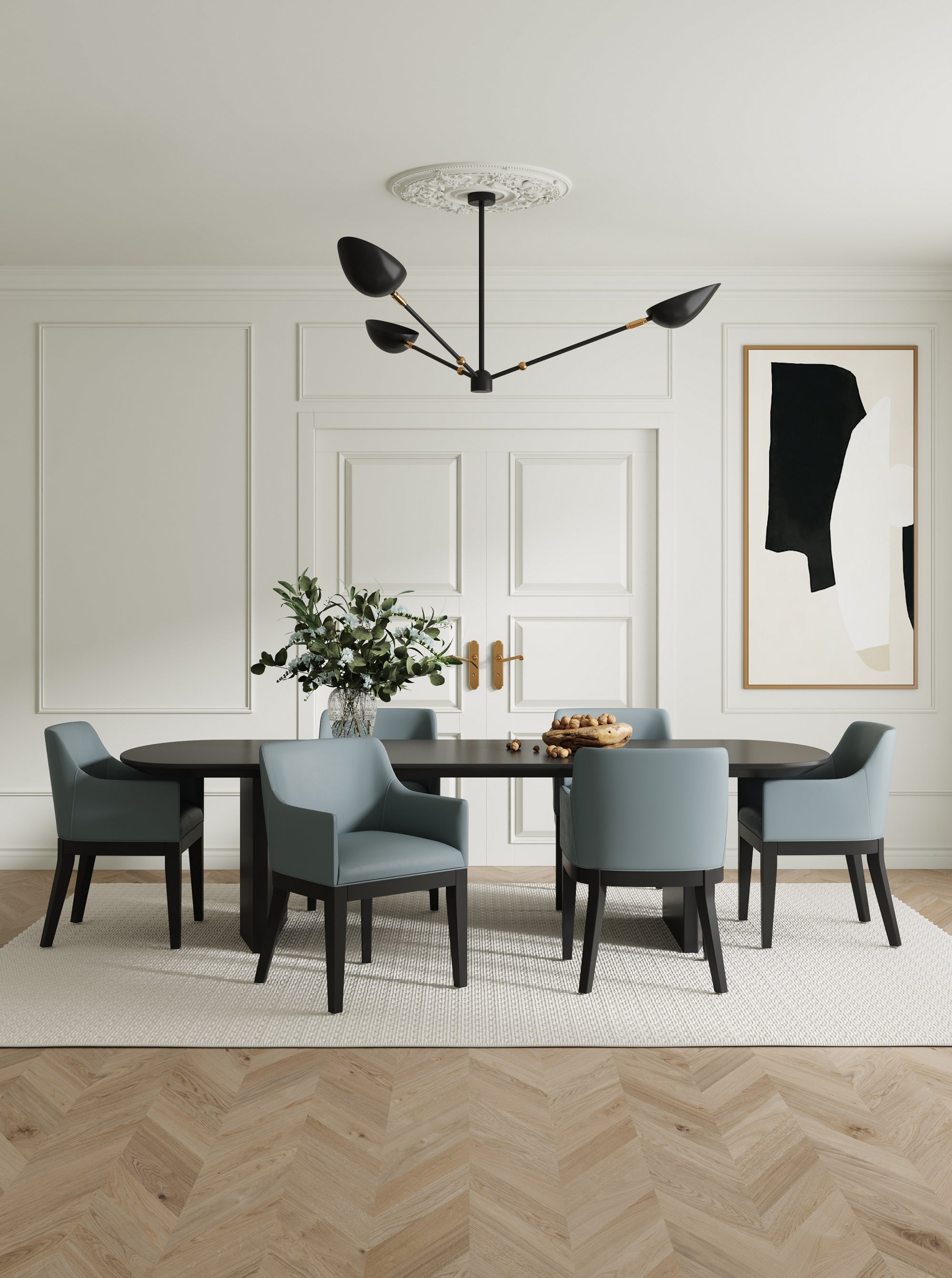 Gansevoort Wood Vegan Leather Armchair in Pewter