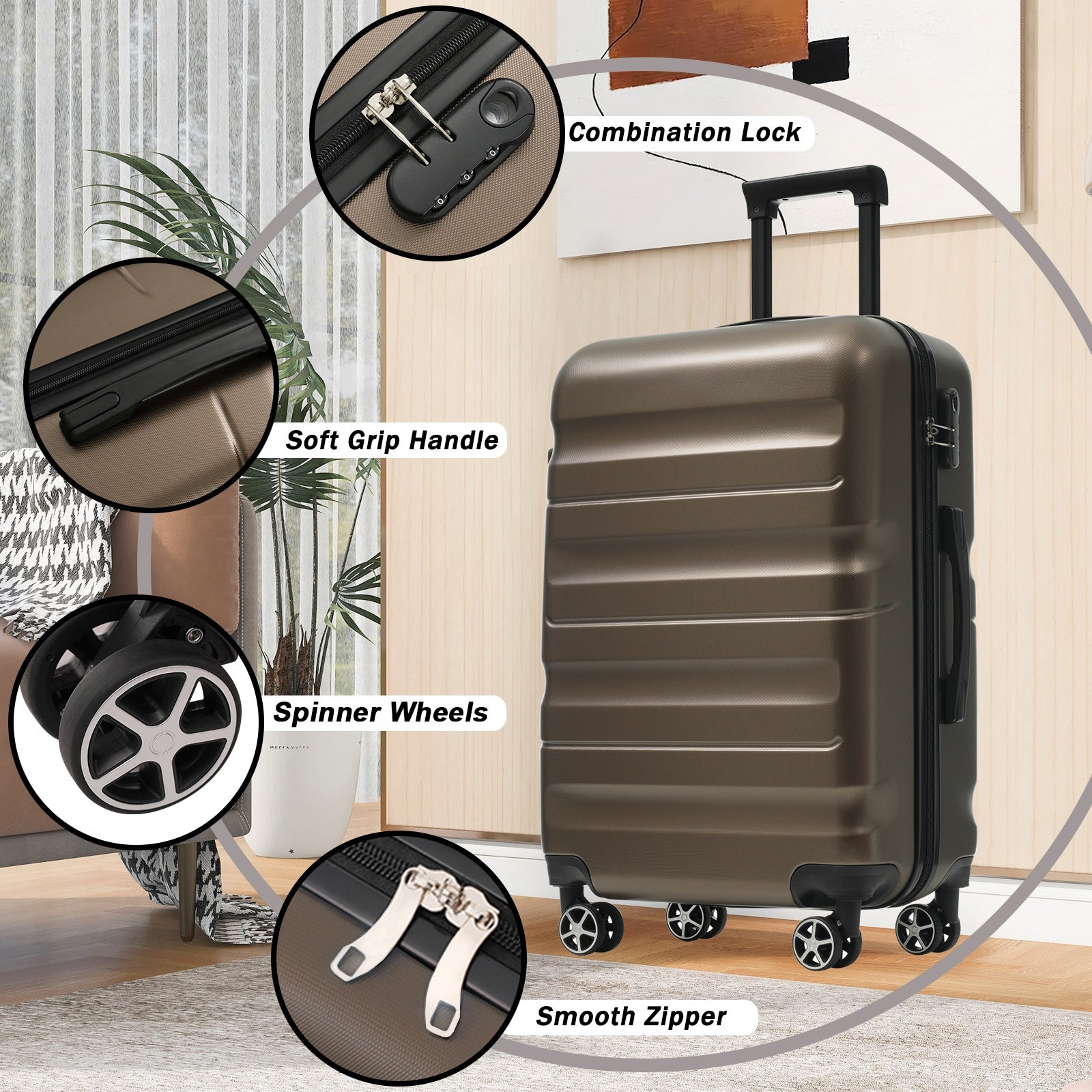 Hardshell ABS Luggage Set - 24-Inch Checked Suitcase