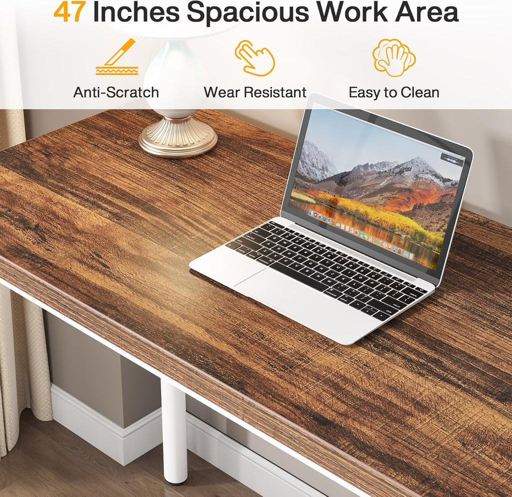 Computer Desk with 5 Drawers - 47 Inch Rustic Design