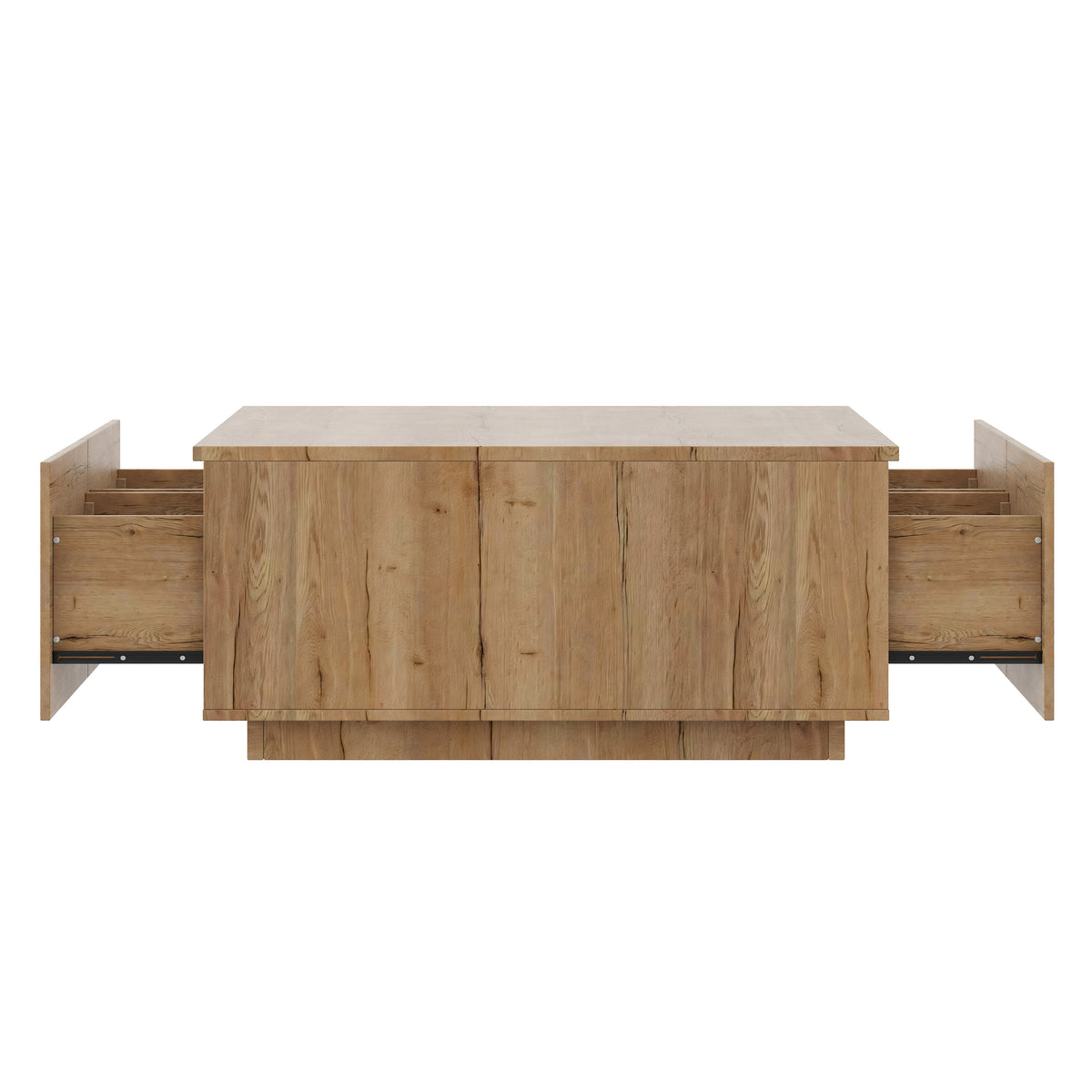 Square Coffee Table with 4 Drawers, 33.25-Inch, Natural