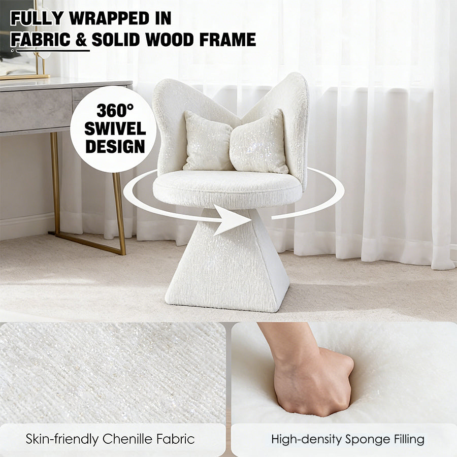 Vanity Chair with Butterfly Back and Swivel Function