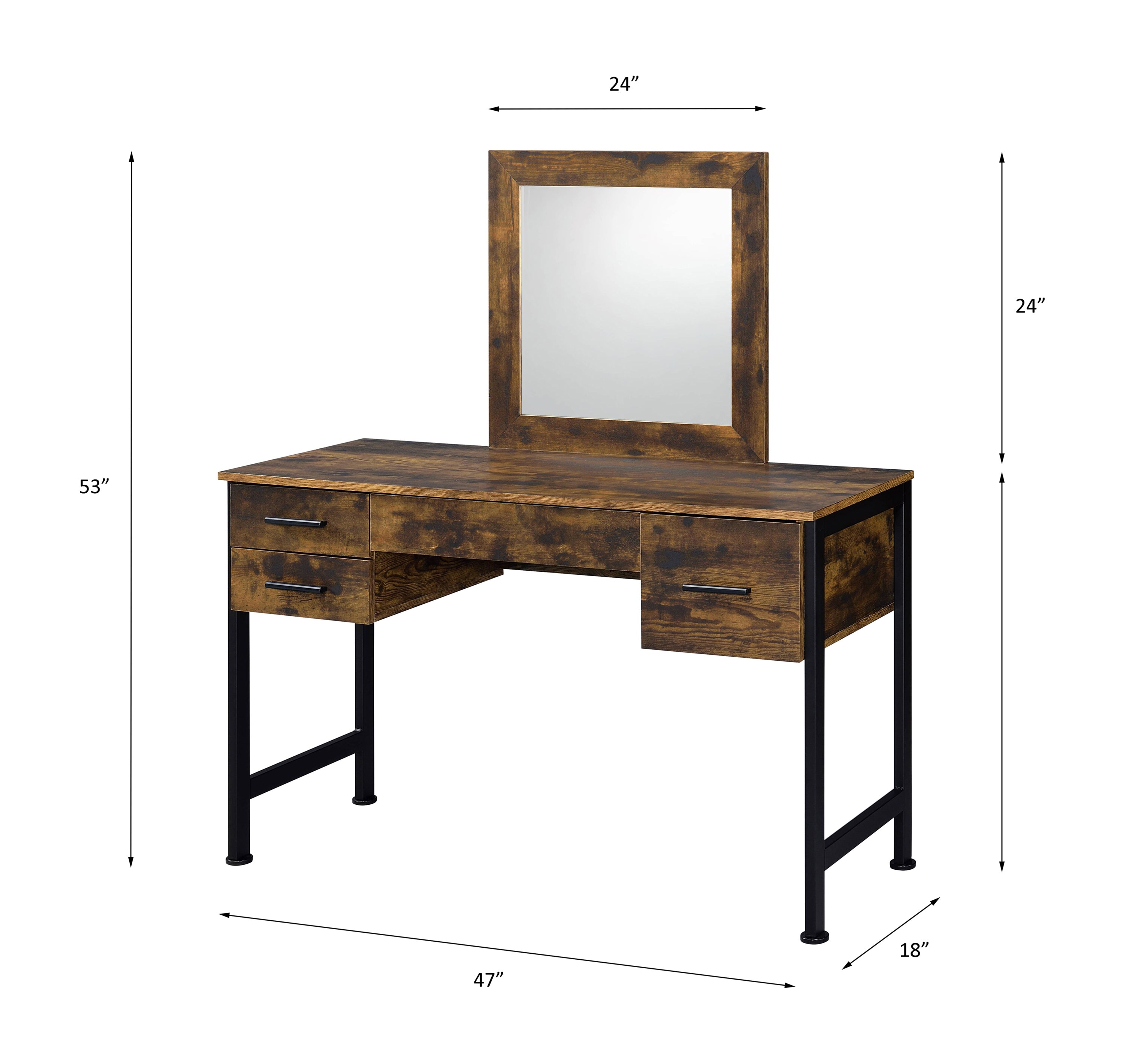 Juvanth Rustic Vanity & Dresser Mirror Set