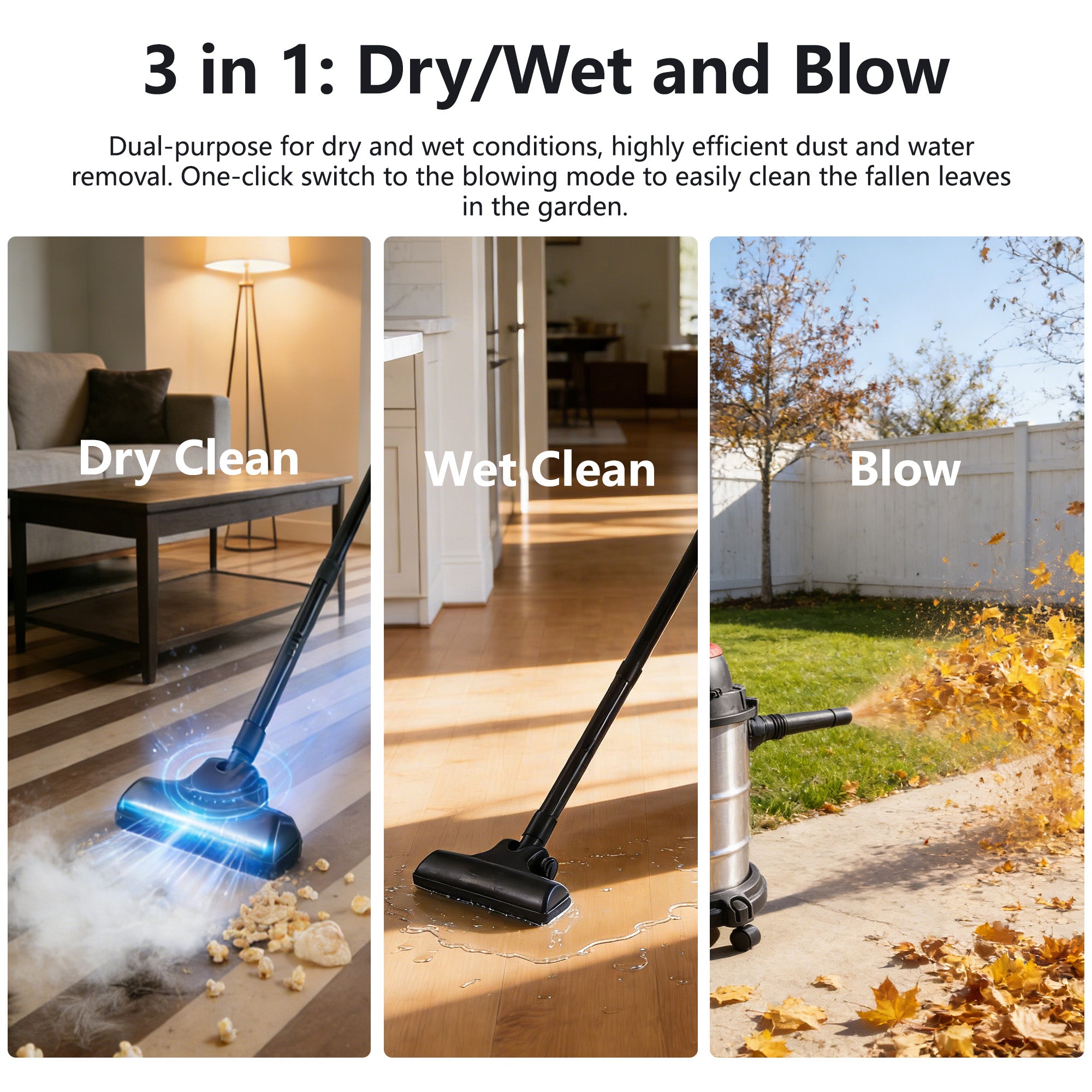 Wet Dry Vac - 8 Gallon, 6 Peak HP 3-in-1 Shop Vacuum