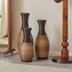 Hand-Woven PVC Rattan Vases Set of 3