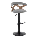 Contemporary Adjustable Barstool with Swivel in Whitewashed Wood