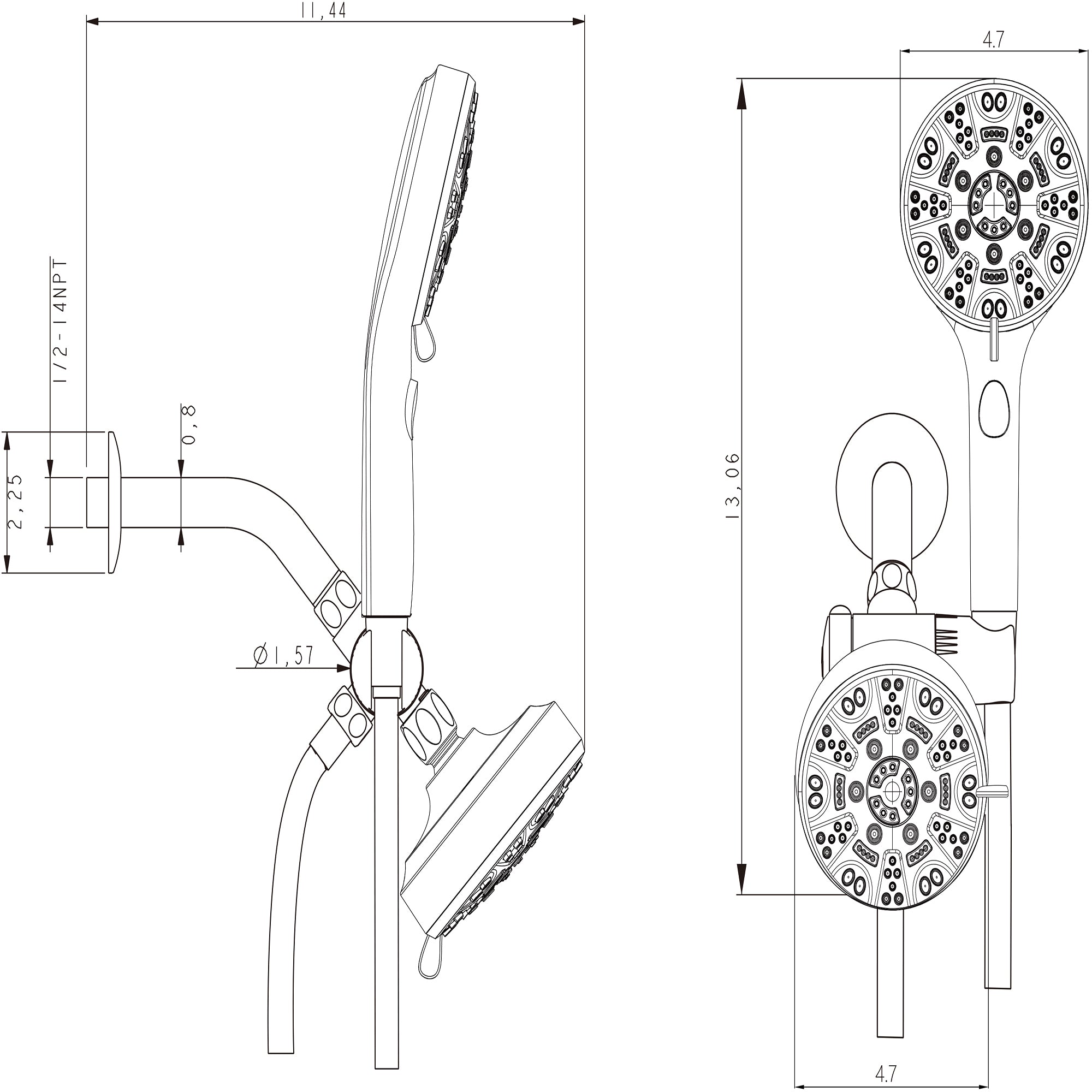 Multi Function Dual Shower Head - Shower System with 4.7" Rain Showerhead, 8-Function Hand Shower, Brushed Nickel