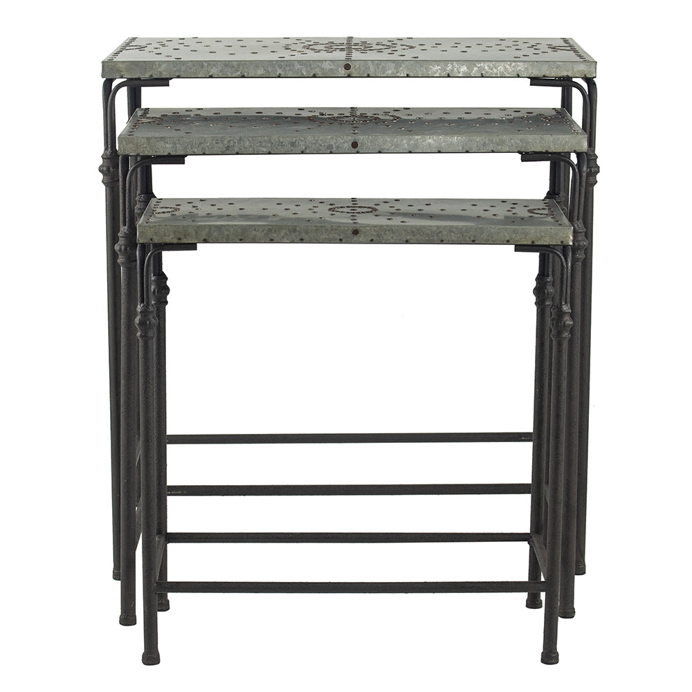 Set of 3 Gilbert Nesting Tables - Metal Plant Stand