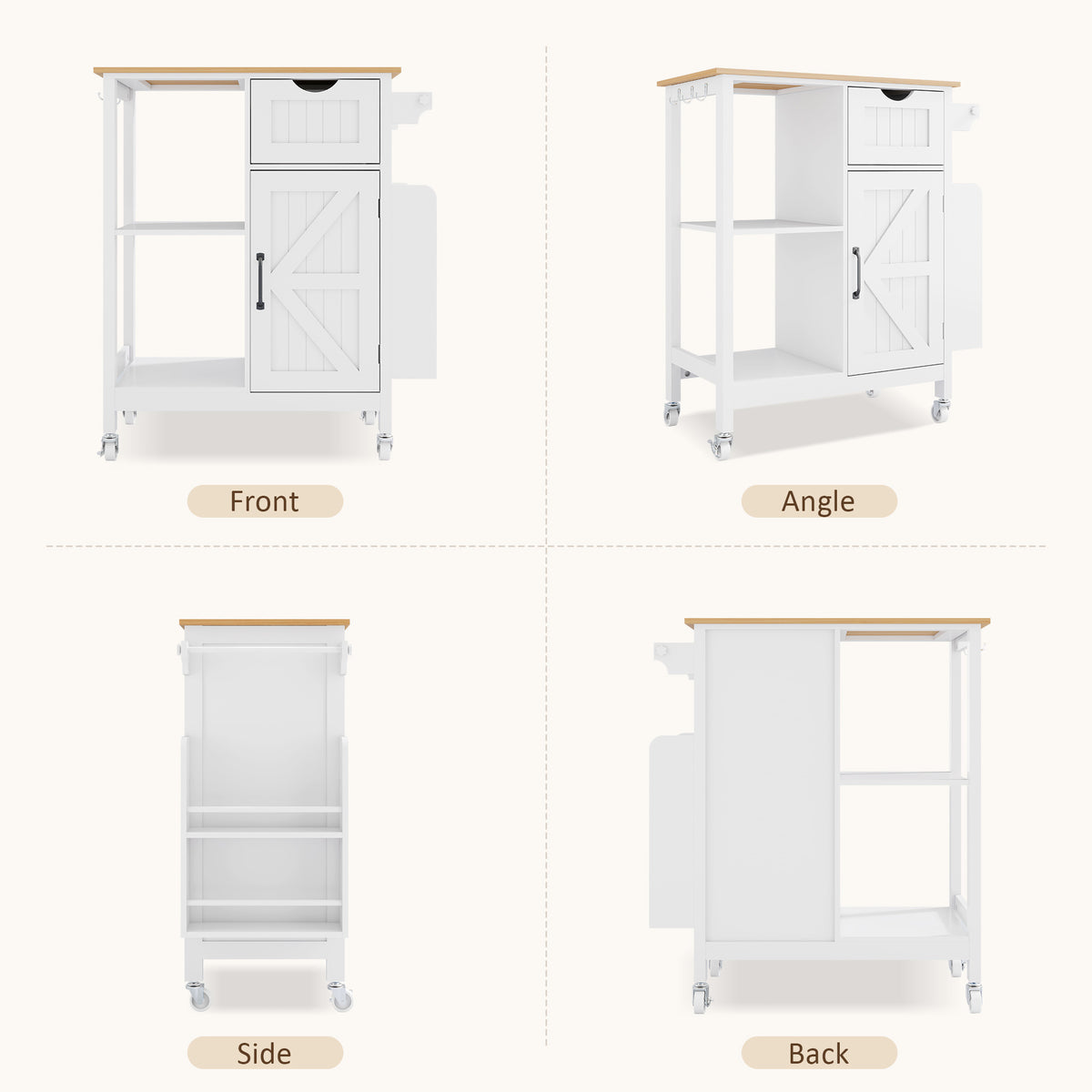 Kitchen Island Cart with Mobile Storage