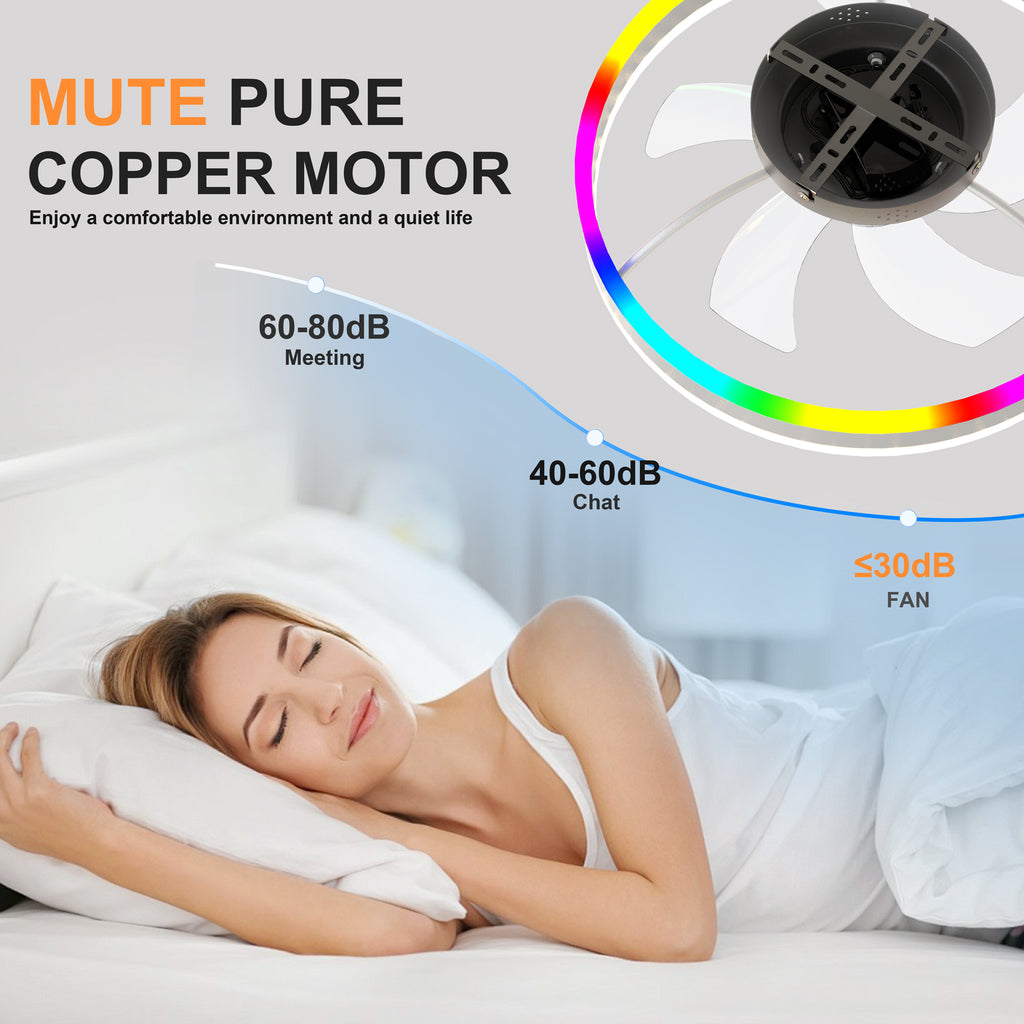 19.7" RGB Flush Mount Ceiling Fan with Light