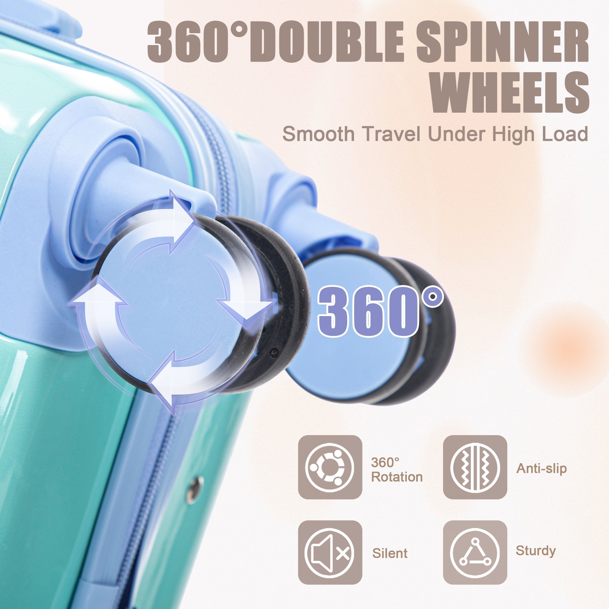 14'/20' 2-Piece PC Spinner Wheel Luggage Set in Gradient Blue Yellow