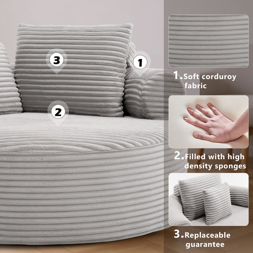 Round Sofa Bed with Memory Foam Sectional Couches