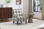 Upholstered Accent Chair, Vintage Armchair with Solid Wood Legs
