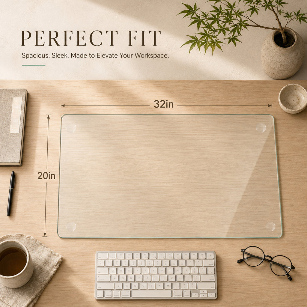 Clear Tempered Glass Table Mat 20x32 Inch
