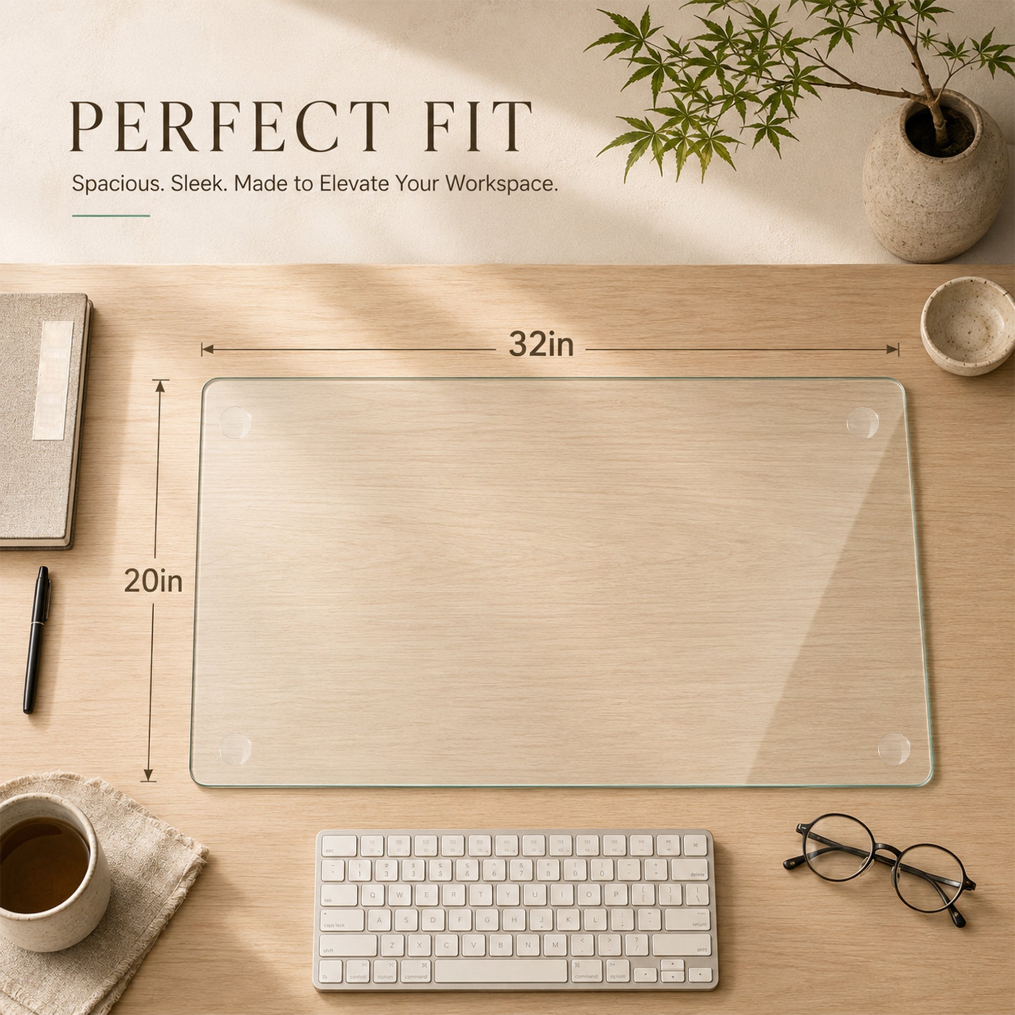 Clear Tempered Glass Table Mat 20x32 Inch