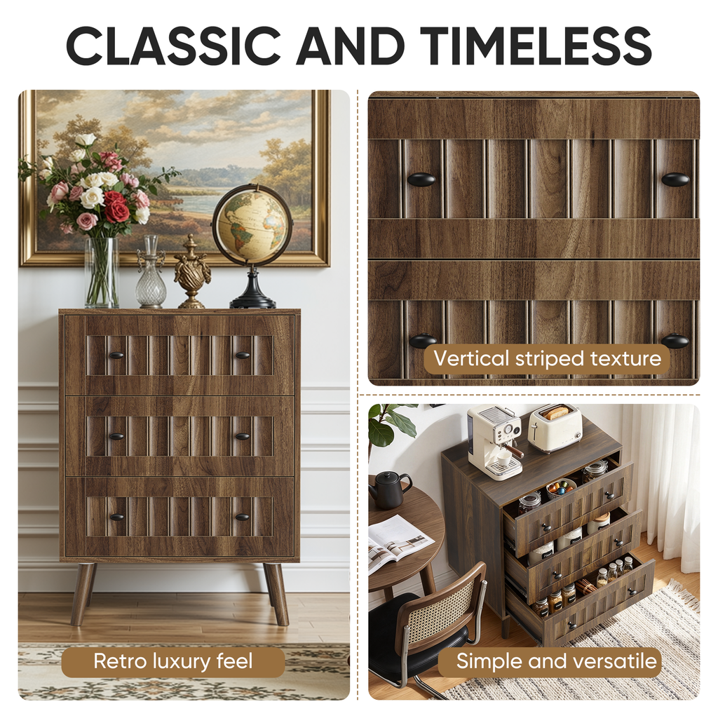 3 Drawer Dresser - Modern Walnut