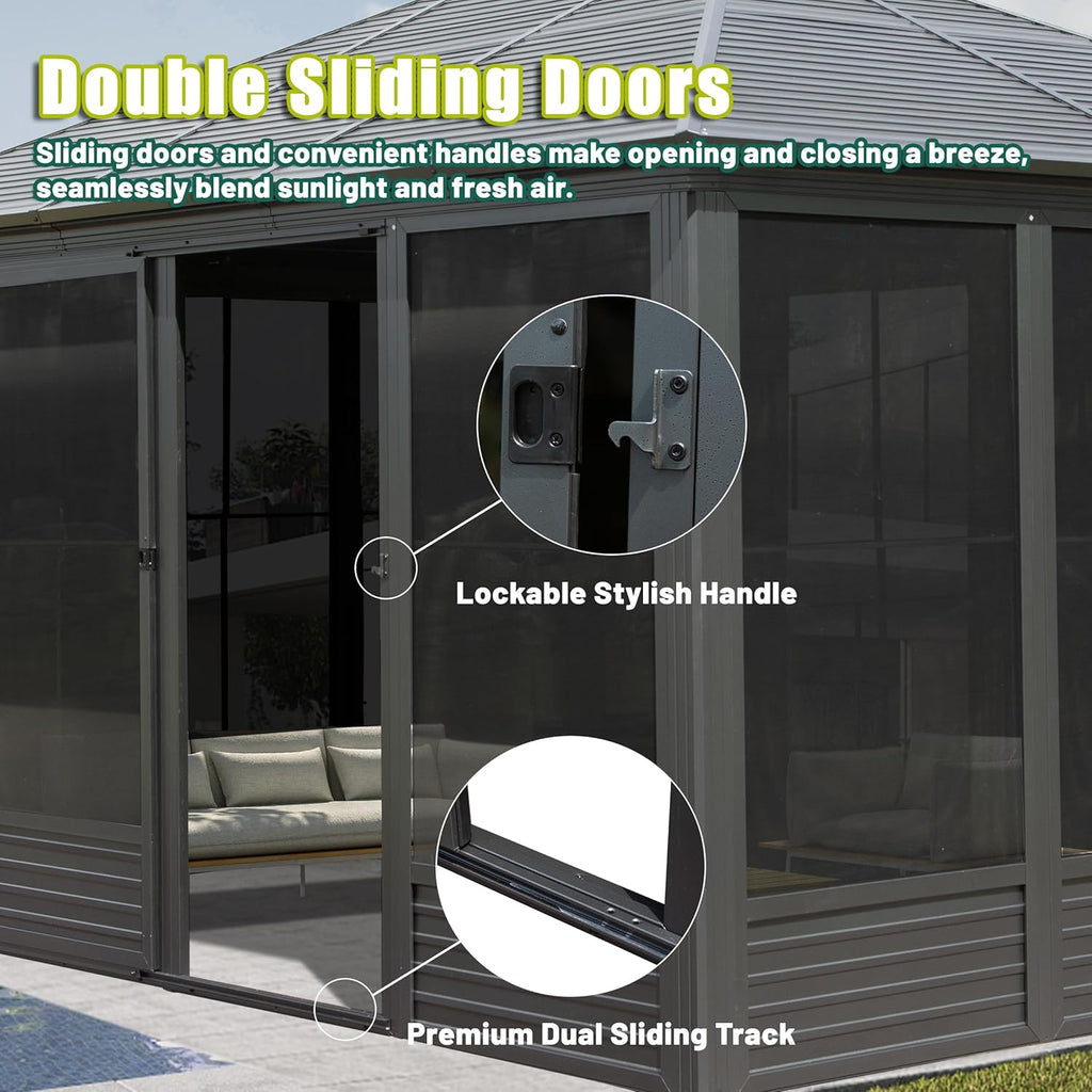 11.2x14.6FT Sunroom Aluminum Hardtop Gazebo