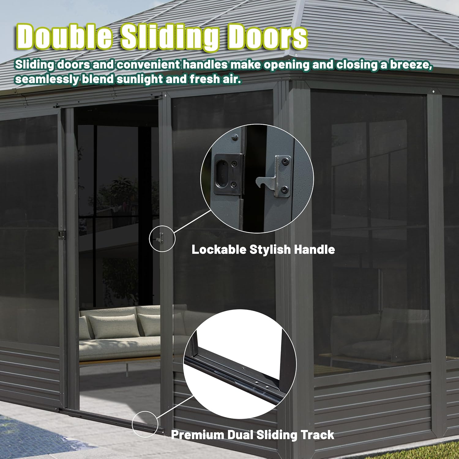 11.2x14.6FT Sunroom Aluminum Hardtop Gazebo