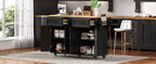K&K 56.5'' Kitchen Island with Drop Leaf and Power Outlet