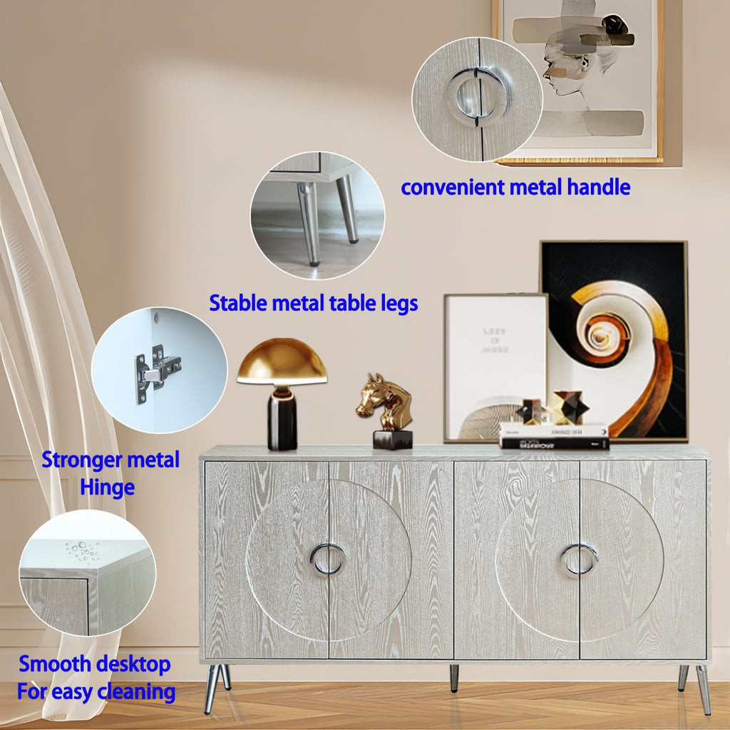 Modern Lacquered 4 Door Wooden Cabinet Sideboard Buffet