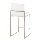 26" Contemporary High Back Counter Stool Set in Stainless Steel