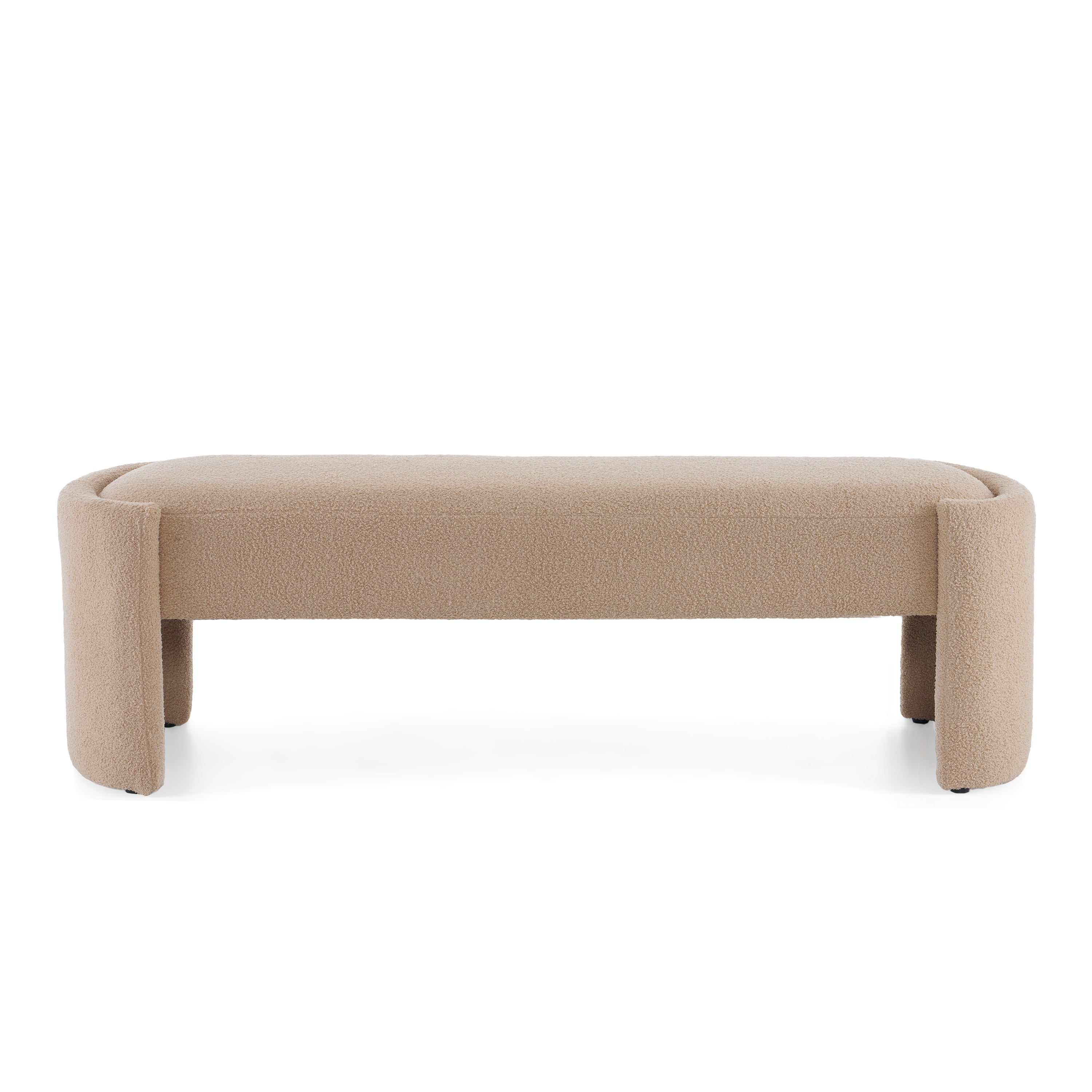 Elegant and Simple Long-Shaped Ottoman Bench, Light Camel