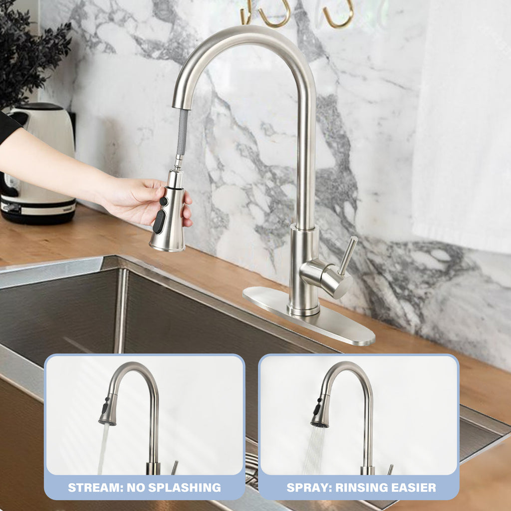 Brushed Nickel Pull-Down Kitchen Faucet