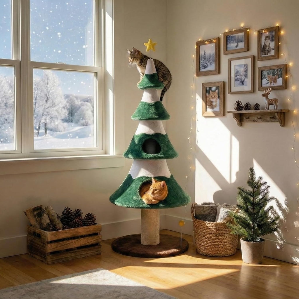 62" Cat Tree with Cozy Condo and Scratching Posts